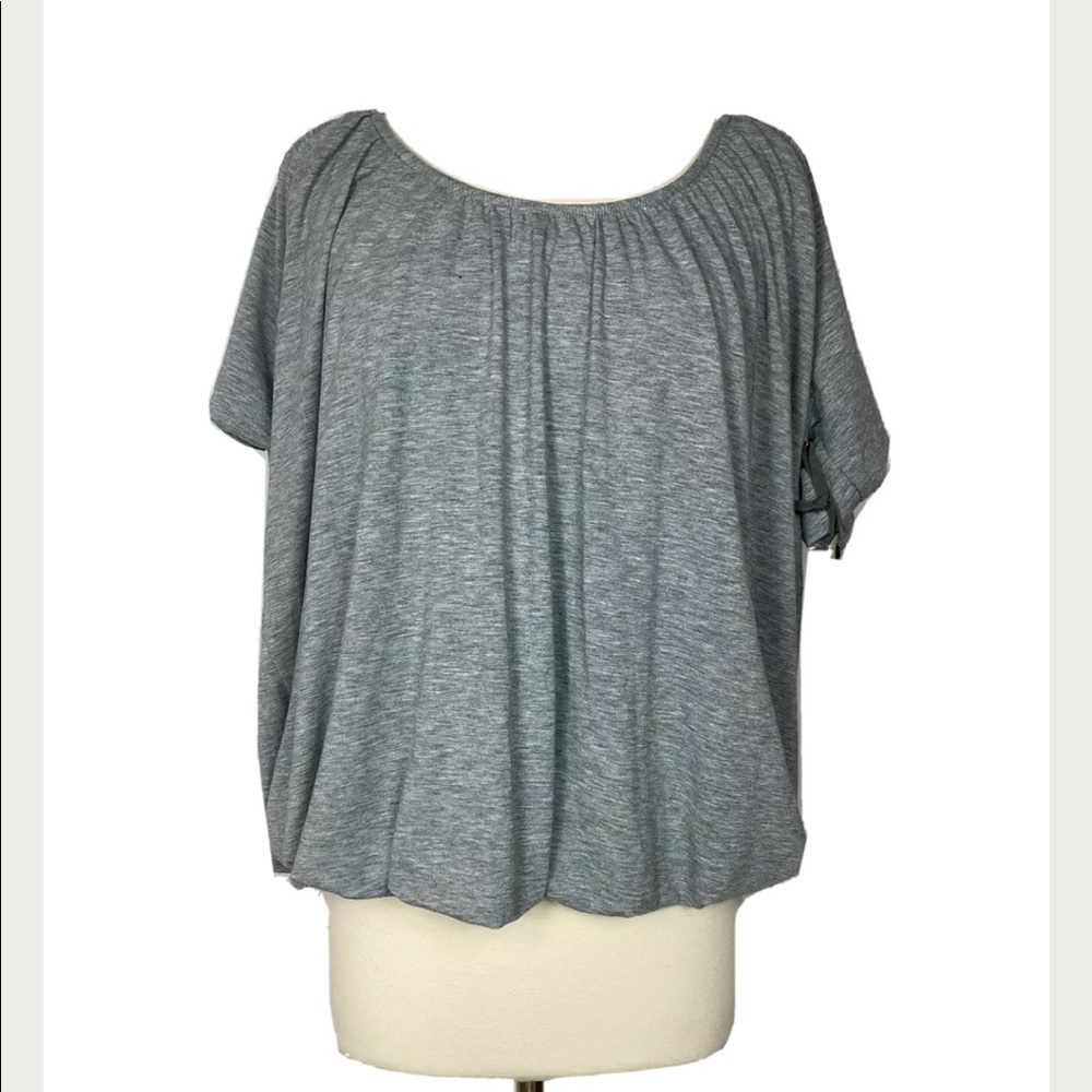 Hinge Bubble Hem Top Shirt Gray Medium